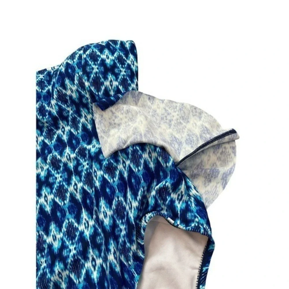 Jessica Simpson One Piece Sz M Navy Blue Multi‎ Swimsuit Bandeau Swim